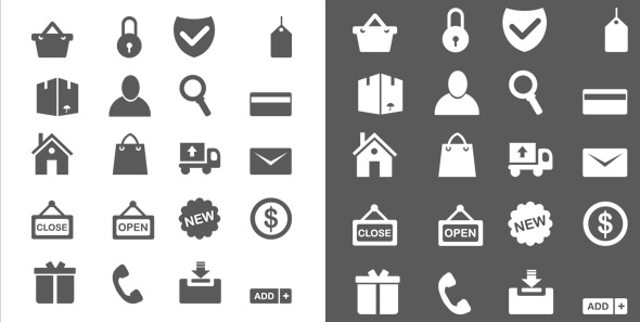 GraphicsFuel.com | 20 Minimal ecommerce icons (vector PSD)